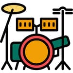 Logo for children's drum lessons at Besharp Music School, Adelaide, highlighting an energetic and engaging teaching style.